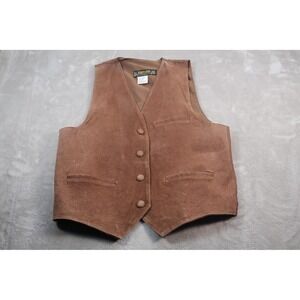 Don't Stop Classics Vest Mens 38 Brown Suede Leather Western Cowboy Button Front